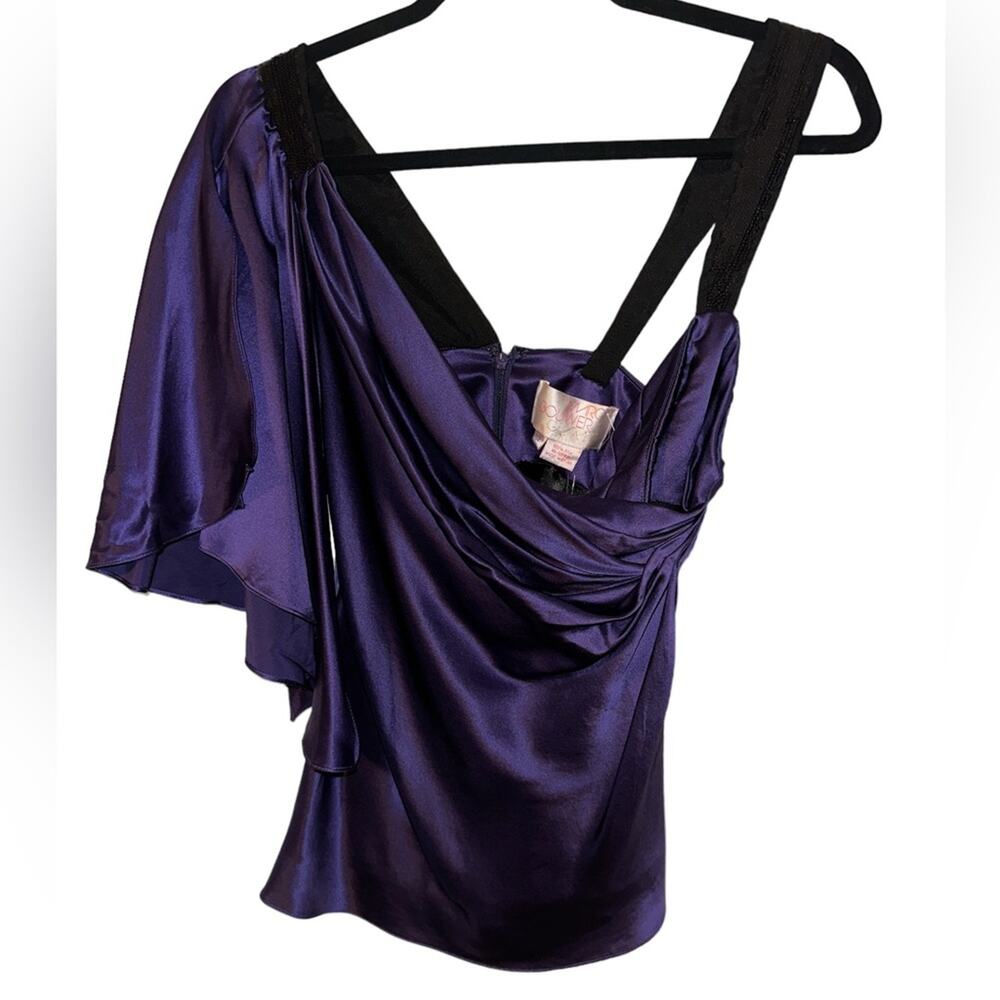 MARC BOUWER GLAMIT! 100% SILK SEQUINED STRAP ONE SLEEVE DRESSY TANK SIZE S